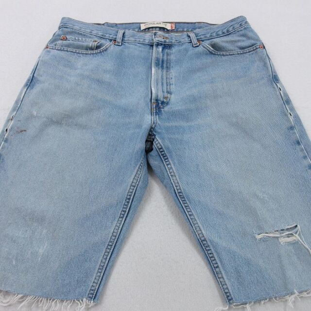 90年代 USA製 Levi's リーバイス 505 デニムショートパンツ ブルー(メンズ W33 L9)中古 古着 Y0413 古着通販 W38☆古着 リーバイス Levis 505 ショート パンツ ショーツ
