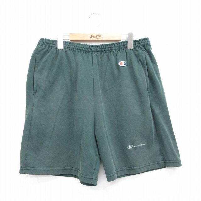 チャンピオン 90s ショートパンツ ワンポイントロゴ グリーン 実寸W37 | 古着