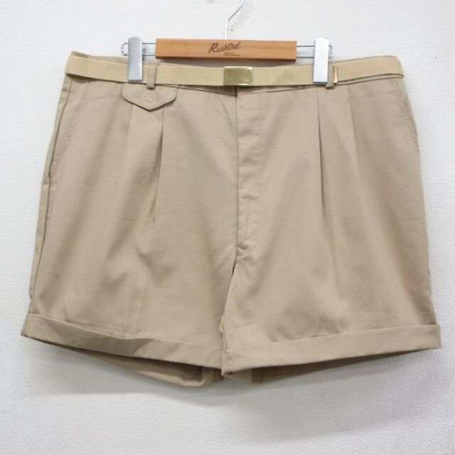 W38★古着 ショート パンツ ショーツ メンズ 90年代 90s USA製 ベージュ 26jun09