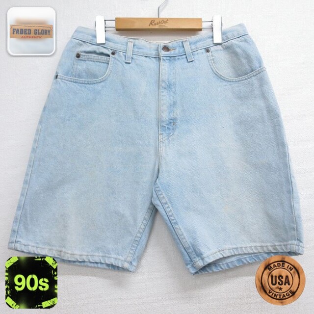 【20%OFF】実寸W34 90s ショートパンツ デニム ライトブルー | 古着