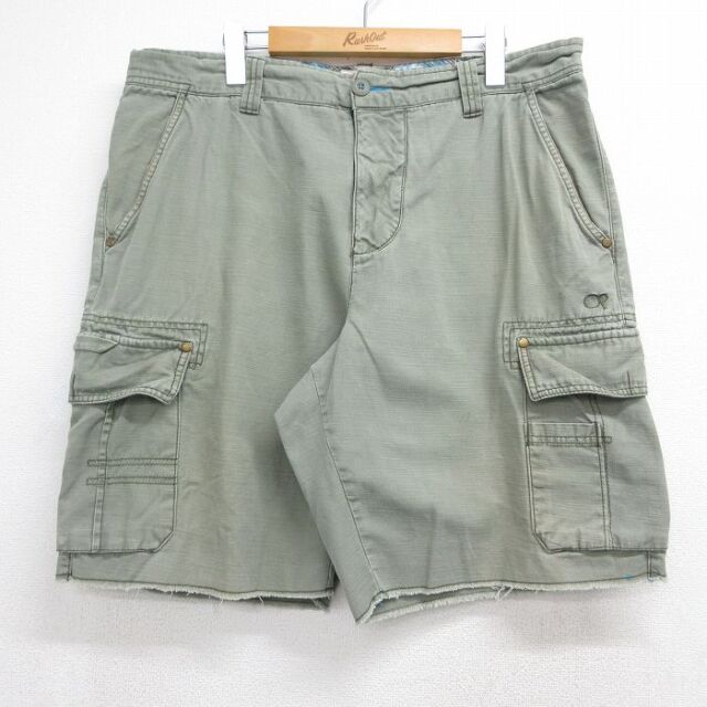 オーシャンパシフィック ショートカーゴパンツ カーキ 実寸W38 | 古着