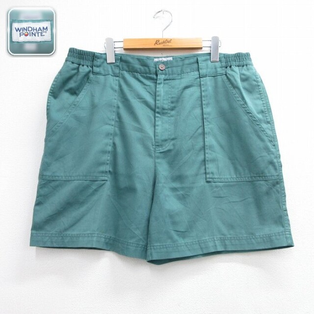 【20%OFF】実寸W38 ショートベイカーパンツ グリーン メンズ | 古着