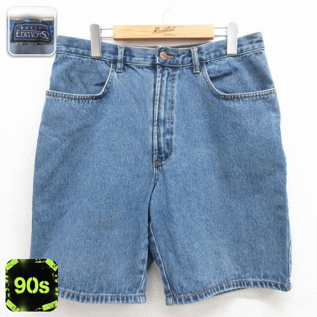 ベーシックエディションズ 90s ショートパンツ ネイビーデニム 実寸W32 | 古着
