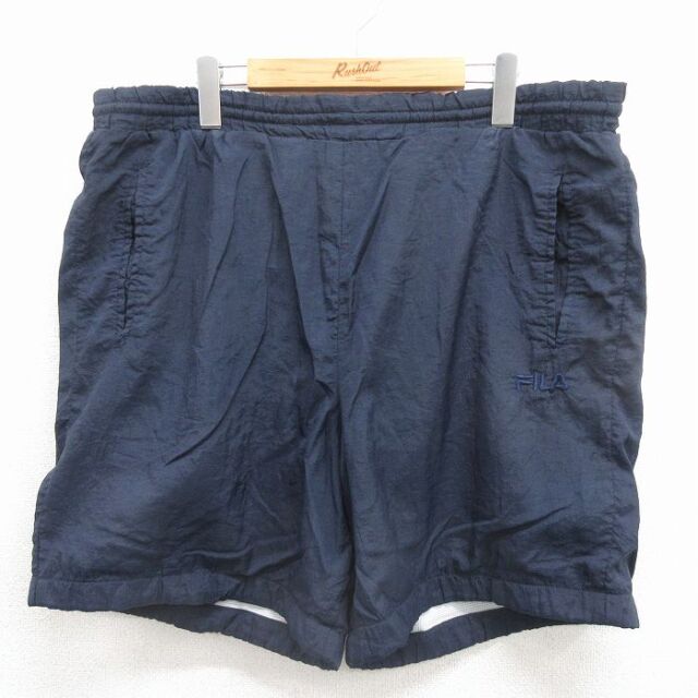 フィラ 00s ショートナイロンパンツ ワンポイントロゴ ネイビー 実寸W37 | 古着