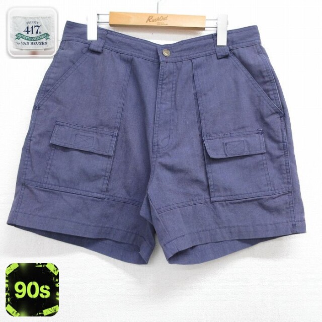 バンヒューセン 90s ショートブッシュパンツ ネイビー 実寸W33 | 古着