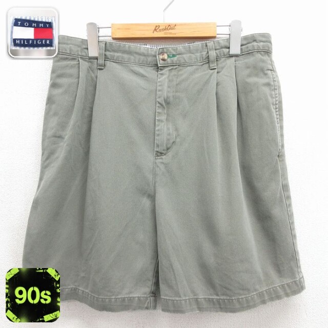 トミーヒルフィガー 90s ショートパンツ ワンポイントロゴ カーキ 実寸W34 | 古着
