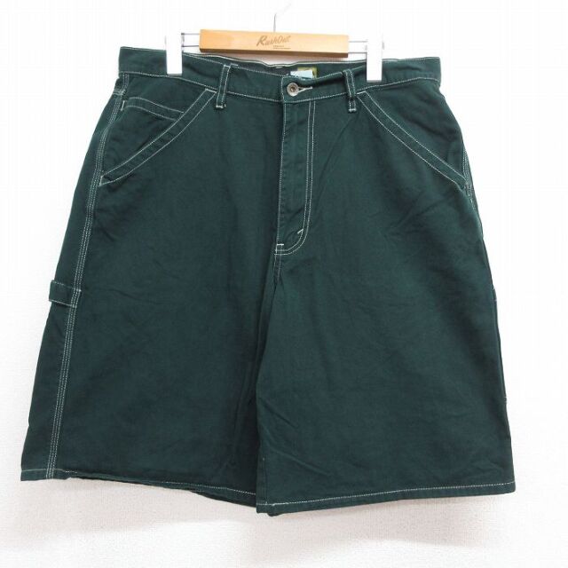 W34/古着 リーバイス Levis シルバータブ ショート ペインター パンツ ショーツ メンズ 00年代 00s コットン グリーン【spe】 26jun18 古着通販 W34☆古着 リーバイス Levis シルバータブ ショート
