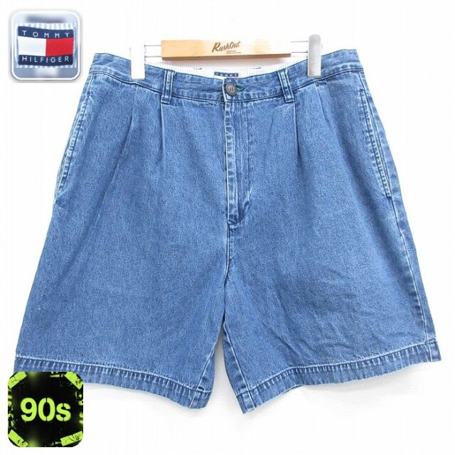 トミーヒルフィガー 90s ショートパンツ ネイビーデニム 実寸W32 | 古着
