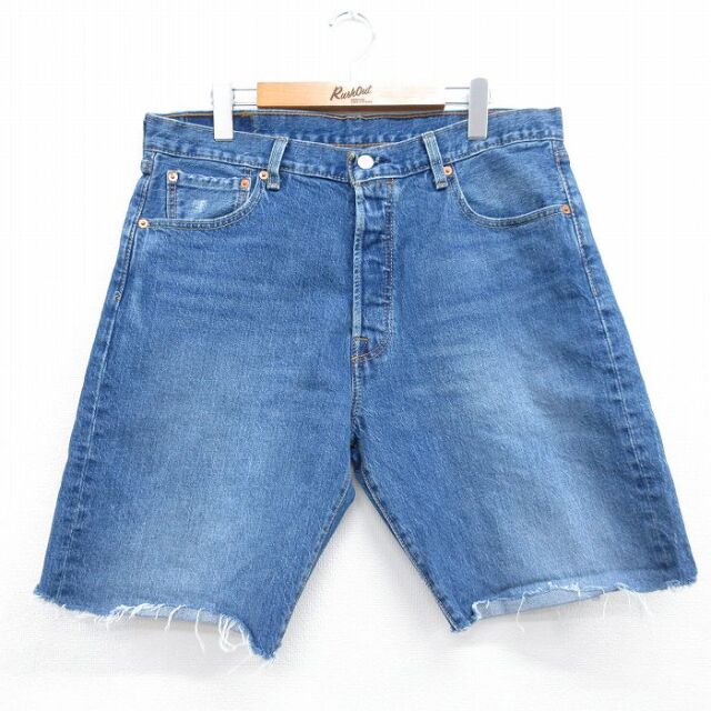 リーバイス501 ショートパンツ ヒゲ ネイビー 実寸W34 | 古着