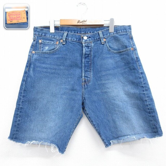 リーバイス501 ショートパンツ ヒゲ ネイビー 実寸W34 | 古着