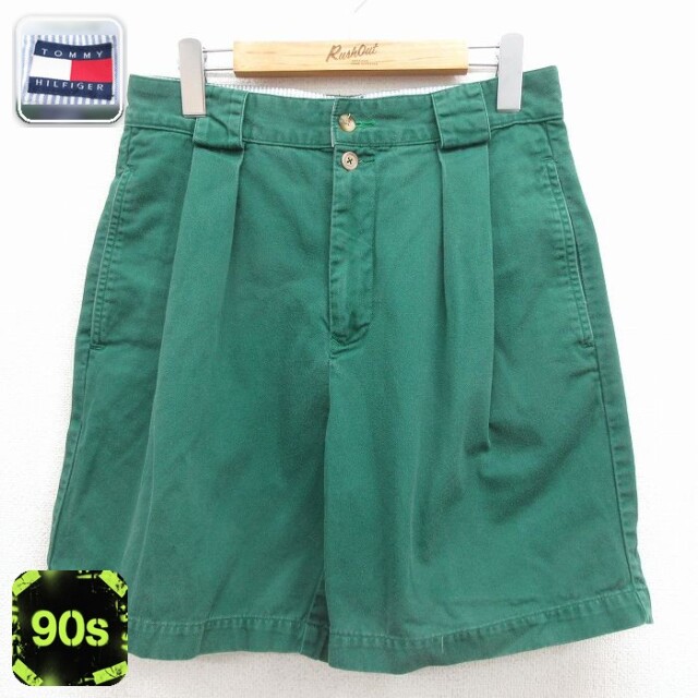 トミーヒルフィガー 90s ショートパンツ グリーン 実寸W30 | 古着