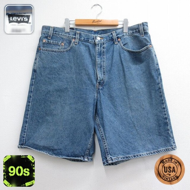 W38古着 リーバイス Levis 550 ショート パンツ ショーツ メンズ 90年代 90s コットン USA製 ネイビー デニム【spe】 26jun23