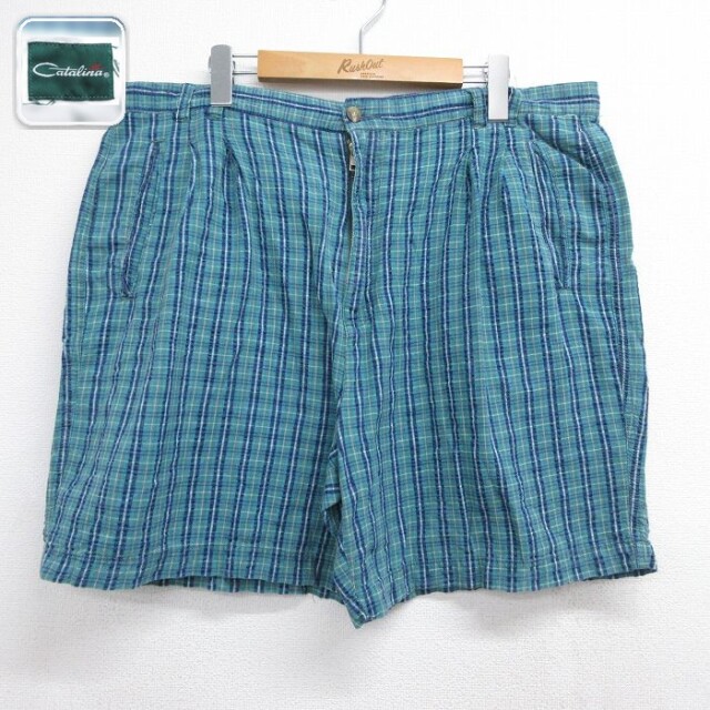 カタリナ ショートパンツ チェック グリーン メンズW38相当 | 古着