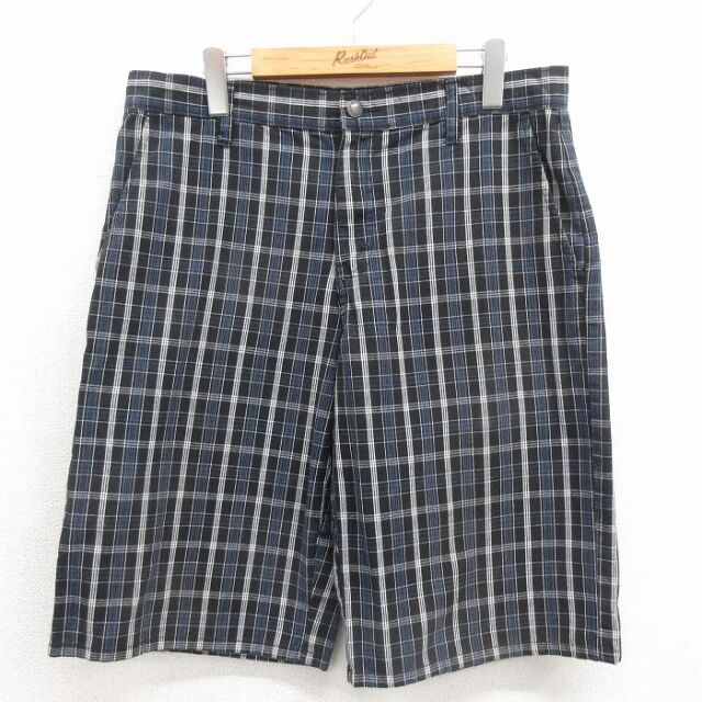 ディッキーズ ショートパンツ チェック ブラック 実寸W34 | 古着