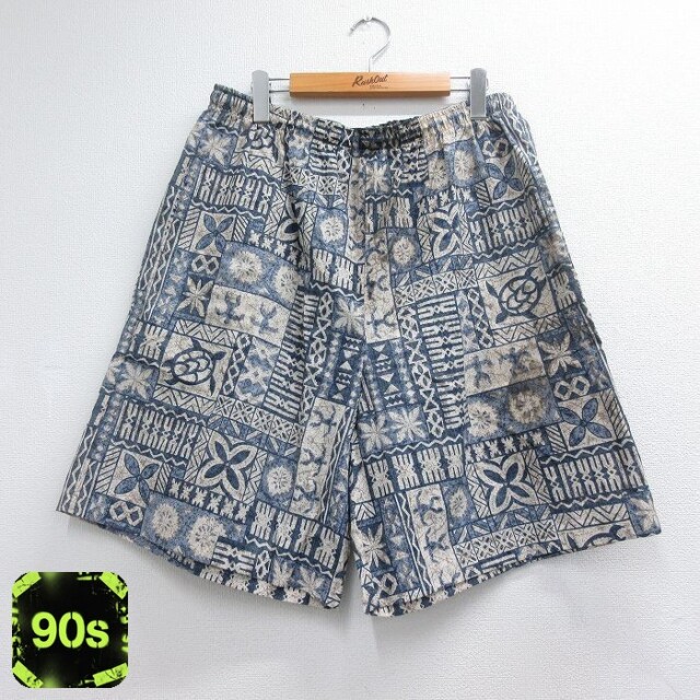 90s ショートパンツ 総柄 ベージュ 実寸W36 | 古着