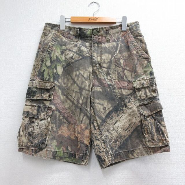 FADED GLORY ショートカーゴパンツ モッシーオーク グレー迷彩 実寸W34 | 古着