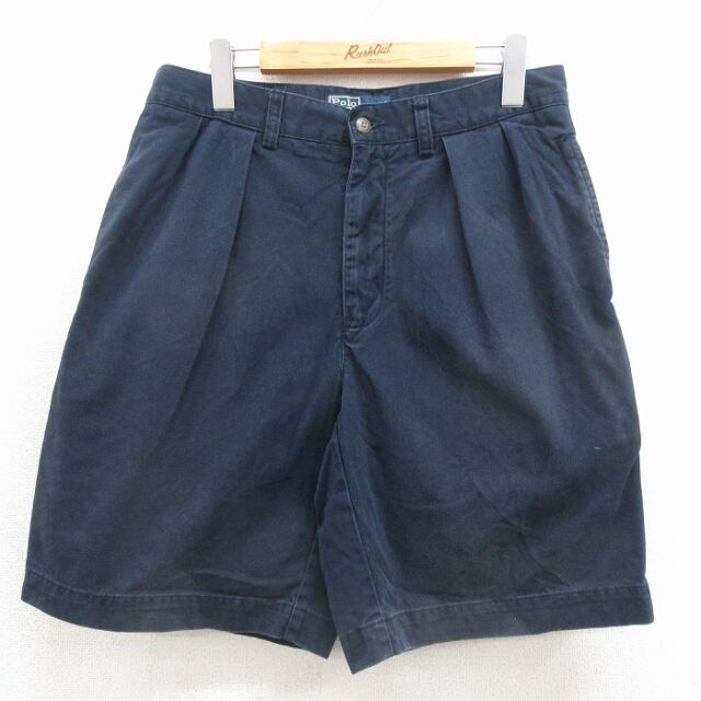 ラルフローレン 90s ショートチノパンツ TYLER ネイビー 実寸W31 | 古着