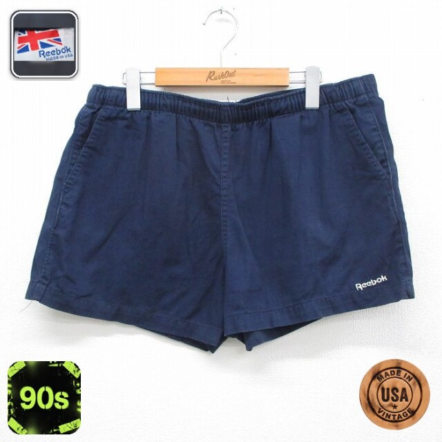 リーボック 90s ショートパンツ ワンポイントロゴ ネイビー 実寸W37 | 古着