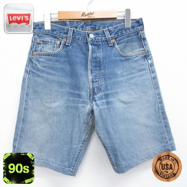 リーバイス501 90s ショートパンツ ヒゲ ネイビー 実寸W30 | 古着