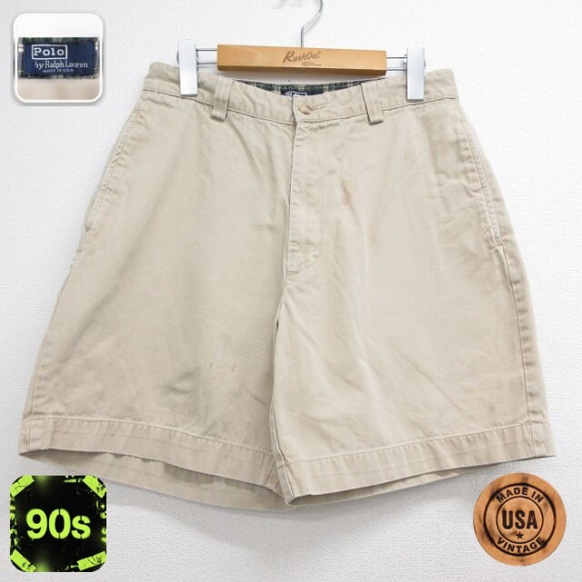 ラルフローレン 90s ショートパンツ ベージュ 実寸W31 | 古着