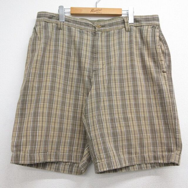 ノースフェイス ショートパンツ チェック ブラウン 実寸W38 | 古着