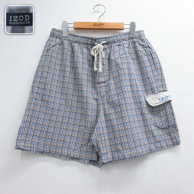 IZOD ショートパンツ チェック ブルー メンズW32相当 | 古着