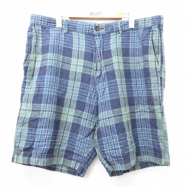ジェイクルー ショートパンツ チェック ネイビー 実寸W39 | 古着