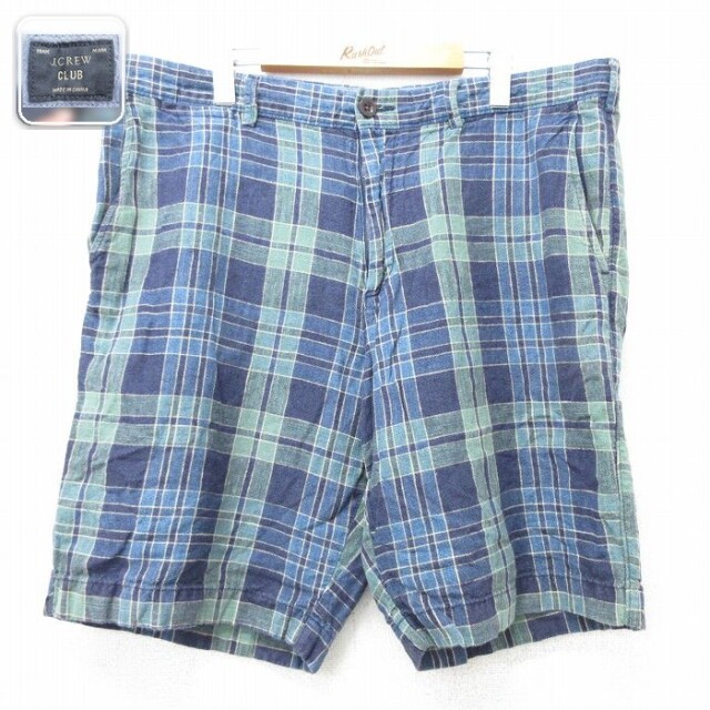 ジェイクルー ショートパンツ チェック ネイビー 実寸W39 | 古着