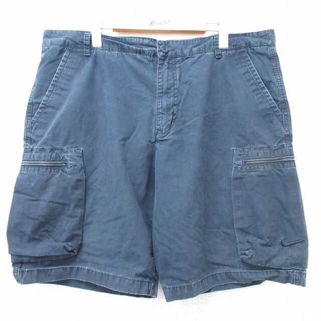 ナイキ ショートカーゴパンツ ワンポイントロゴ ネイビー 実寸W40 | 古着