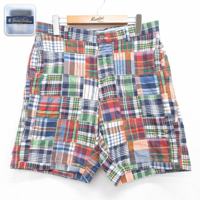 ブルックスブラザーズ ショートパンツ パッチワーク レッド 実寸W32 | 古着