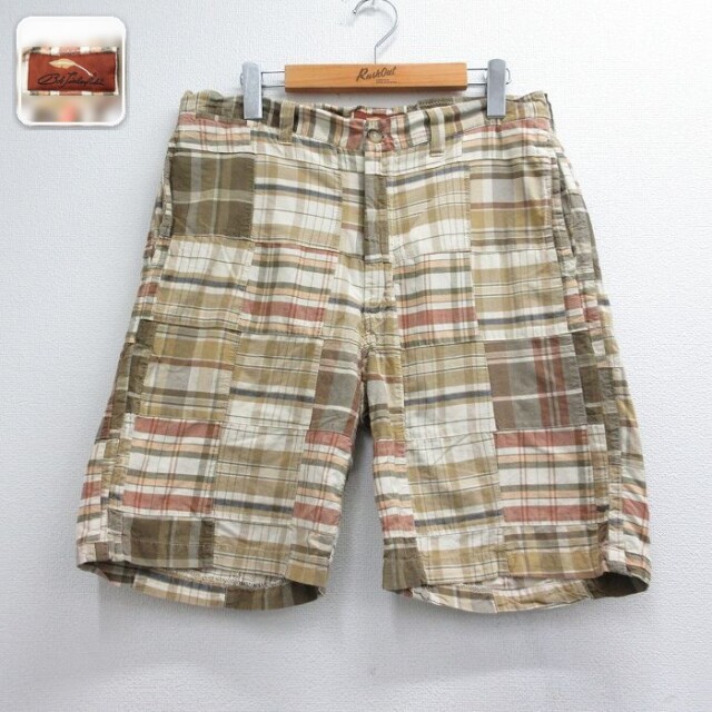 実寸W33 ショートパンツ パッチワーク ブラウンチェック | 古着