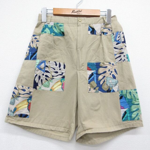00s ショートパンツ パッチワーク ベージュ 実寸W30 | 古着