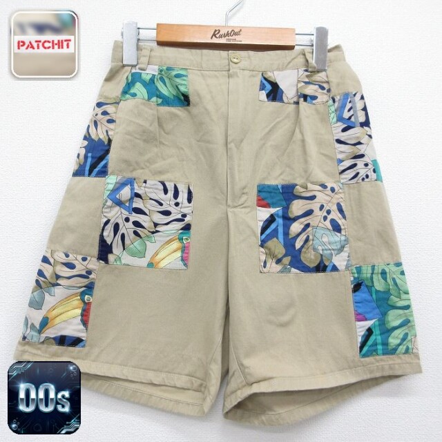 00s ショートパンツ パッチワーク ベージュ 実寸W30 | 古着