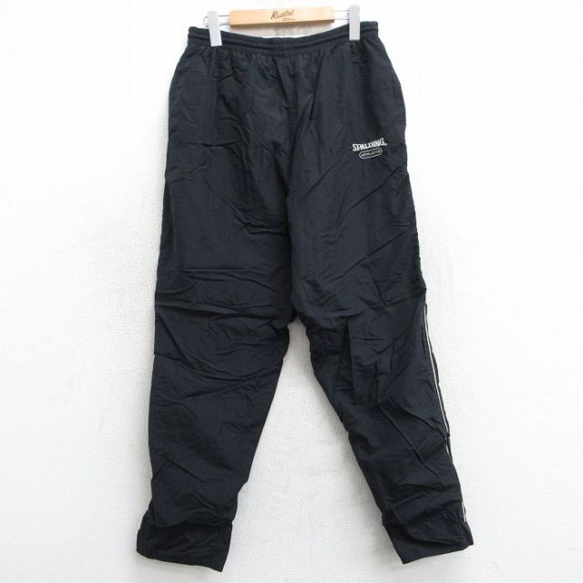 【50%OFF】W35★古着 スポルディング ナイロン パンツ メンズ 90年代 90s ワンポイントロゴ 黒 ブラック 25jan24 中古 ボトムス ロング