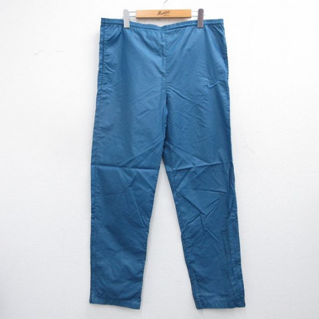 【50%OFF】W38★古着 ナイキ NIKE ナイロン パンツ メンズ 80年代 80s ワンポイントロゴ 青緑 【spe】 25feb19 中古 ボトムス ロング