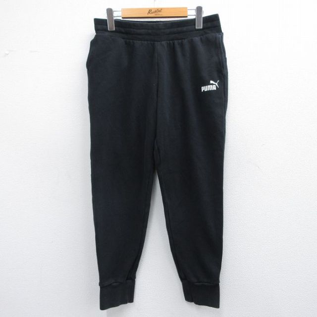 W32★古着 プーマ スウェット パンツ メンズ ワンポイントロゴ 黒 ブラック 25mar07 中古 ボトムス ロング