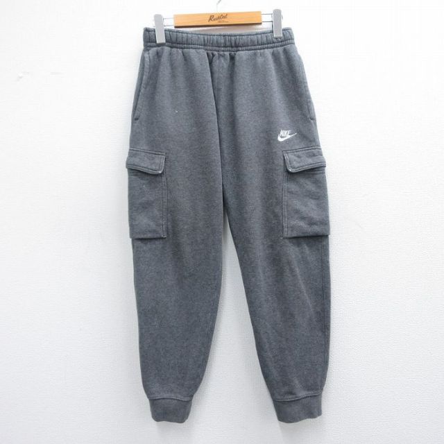 W29★古着 ナイキ NIKE カーゴ スウェット パンツ メンズ ワンポイントロゴ グレー 25mar07 中古 ボトムス ロング