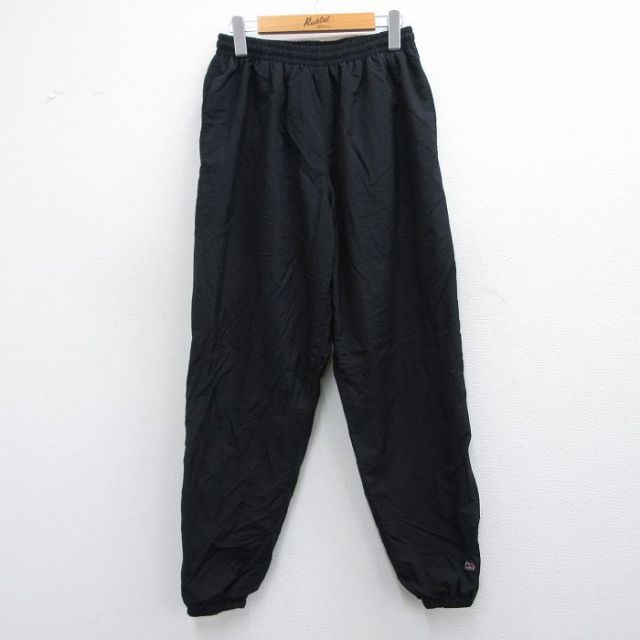 【20%OFF】W29★古着 ナイロン パンツ メンズ 黒 ブラック 25mar07 中古 ボトムス ロング
