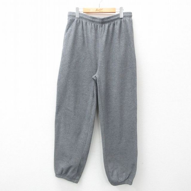 W36★古着 フリース パンツ メンズ 無地 グレー 霜降り 25mar12 中古 ボトムス ロング