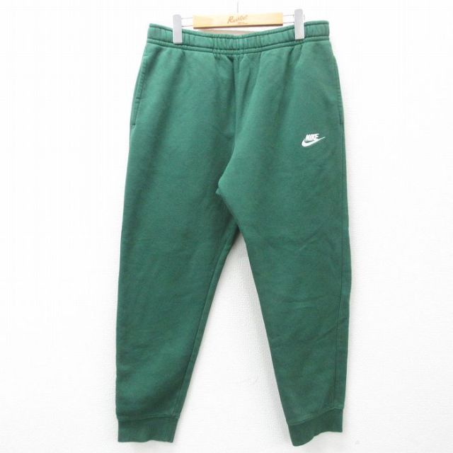 W35★古着 ナイキ NIKE スウェット パンツ メンズ ワンポイントロゴ 緑 グリーン 25mar12 中古 ボトムス ロング