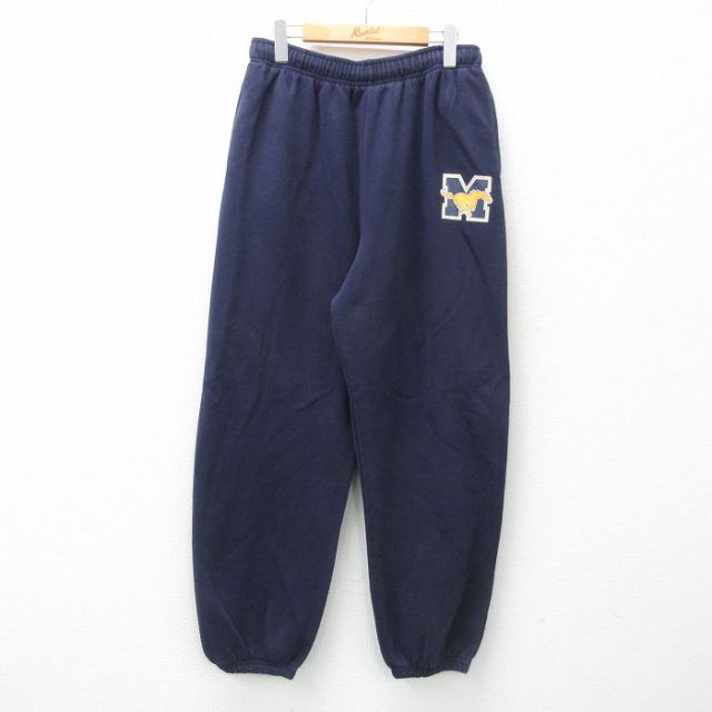 W36★古着 スウェット パンツ メンズ M 馬 紺 ネイビー 25mar12 中古 ボトムス ロング