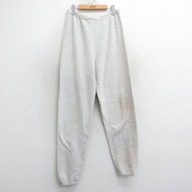 W34★古着 ミリタリー スウェット パンツ メンズ 90年代 90s 無地 USA製 薄グレー 霜降り 25mar15 中古 ボトムス ロング