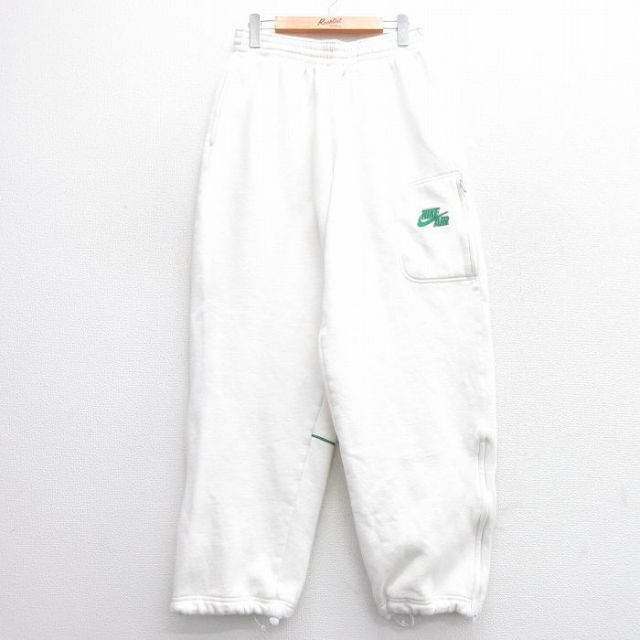W32★古着 ナイキ NIKE スウェット パンツ メンズ 00年代 00s ワンポイントロゴ 白他 ホワイト 25mar21 中古 ボトムス ロング