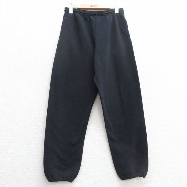 W31★古着 ラッセル スウェット パンツ メンズ 00年代 00s 無地 黒 ブラック 25mar21 中古 ボトムス ロング