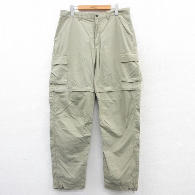 W34★古着 EMS ナイロン カーゴ パンツ メンズ 90年代 90s 緑系 グリーン 【spe】 25mar26 中古 ボトムス ロング