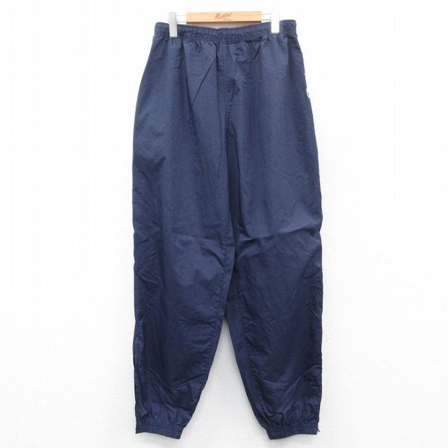 W35★古着 リーボック REEBOK ナイロン パンツ メンズ 00年代 00s ワンポイントロゴ 紺 ネイビー 25mar26 中古 ボトムス ロング