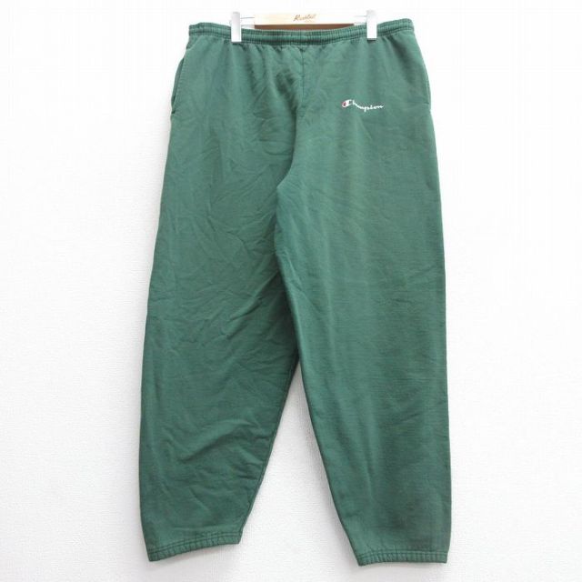 W38★古着 チャンピオン champion スウェット パンツ メンズ 90年代 90s ワンポイントロゴ 緑 グリーン 【spe】 25mar27 中古 ボトムス ロング