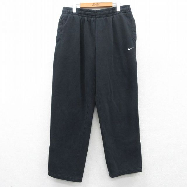 W38★古着 ナイキ NIKE スウェット パンツ メンズ ワンポイントロゴ 黒 ブラック 25mar29 中古 ボトムス ロング