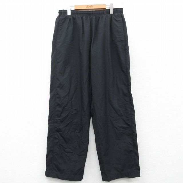 W36★古着 ナイキ NIKE ジャージ パンツ メンズ 00年代 00s ワンポイントロゴ 黒 ブラック 内側メッシュ 25mar29 中古 ボトムス ロング