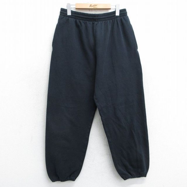 W33★古着 フルーツオブザルーム スウェット パンツ メンズ 00年代 00s 無地 黒 ブラック 25mar31 中古 ボトムス ロング